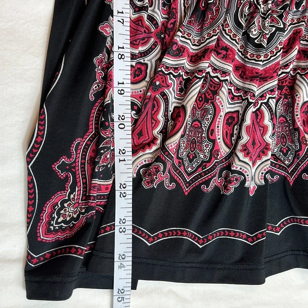 HeartSoul L Black/Burgundy Patterned Blouse - Picture 13 of 13
